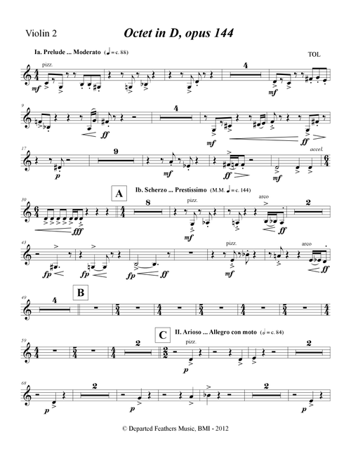 Octet in D, opus 144 (2012) violin 2 part - Thomas Oboe Lee (Violin Solo)