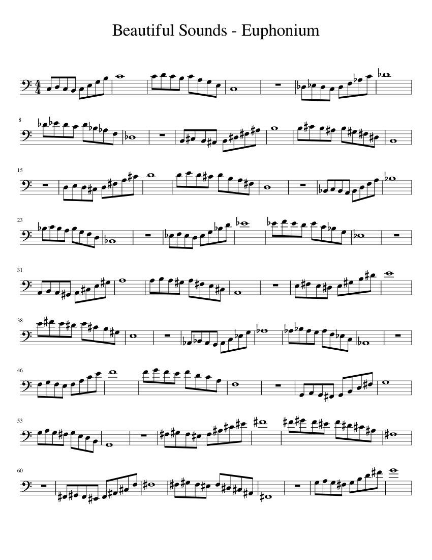 Beautiful Sounds Euphonium Sheet Music for Piano (Solo) Easy