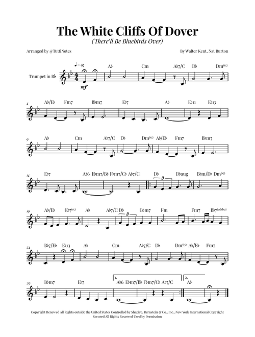 (There'll Be Bluebirds Over) The White Cliffs Of Dover (Arr. Glauco Fernandes) - Various (Trumpet Solo)