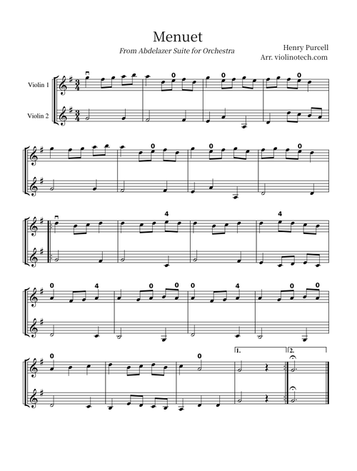 Menuet - Purcell's Abdelazer - Violin Duo