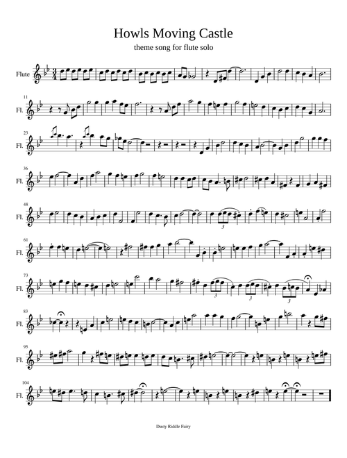 Howl's moving castle for flute solo