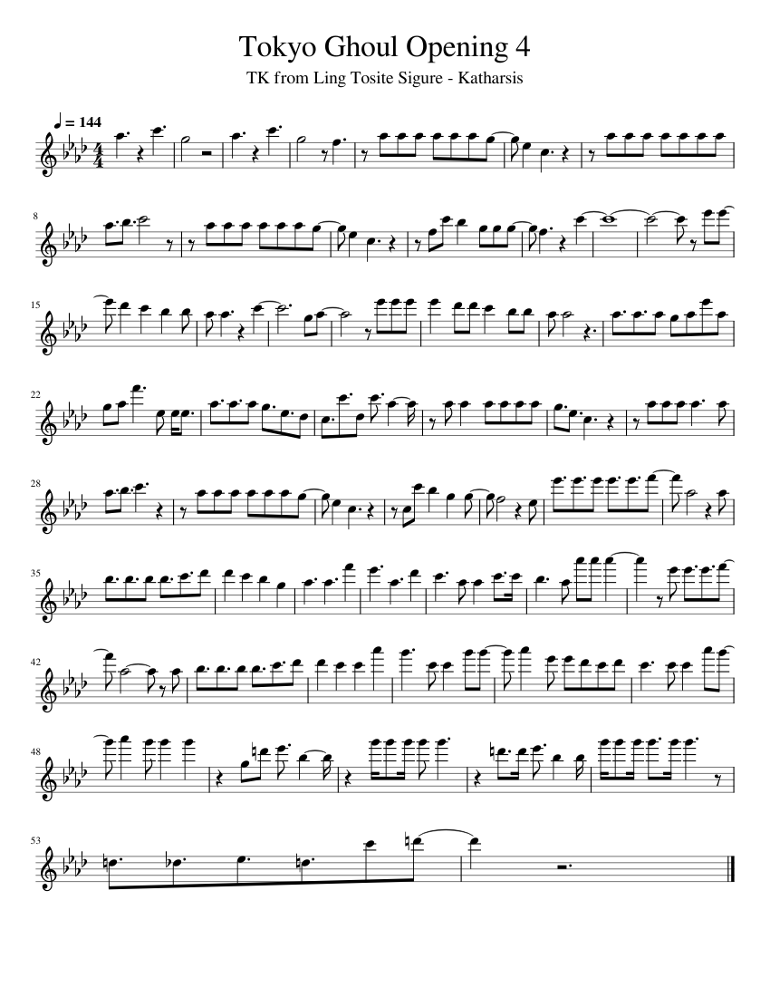 値下げ・CHANGES for 7 Flutes スコア&パート譜 Tokyo Ghoul Opening 4 (Flute) Sheet Music for Flute (Solo