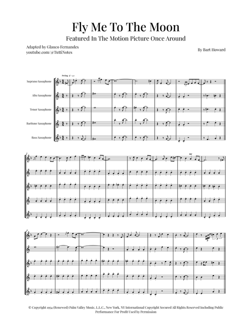 Fly Me To The Moon (In Other Words) (Arr. Glauco Fernandes) - Tony Bennett (Woodwind Ensemble)