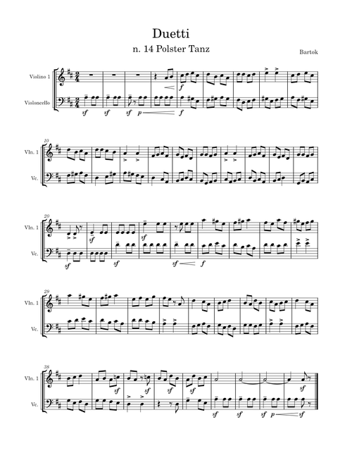 44 Duos for 2 Violins, Sz.98 – Béla Bartók Duetto n.14