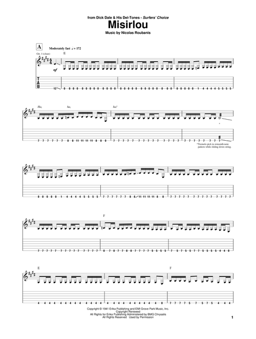 Misirlou - Dick Dale, Milton Leeds (Guitar Tab)