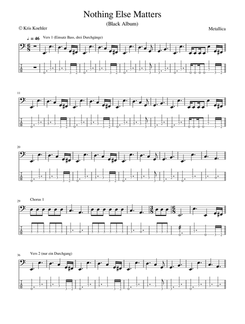Metallica - Nothing else matters - Tab - Easy