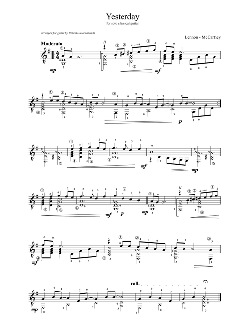 Yesterday (Arr. Roberto Scornaienchi) - The Beatles, En Vogue, Adam Levine & Tony Lucca (Solo Guitar)