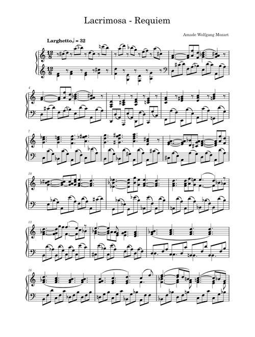 Lacrimosa - Requiem – Wolfgang Amadeus Mozart