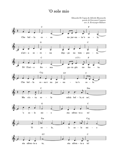 'O sole mio — easy piano — for complete beginners