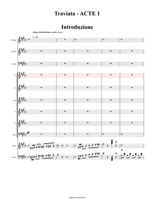TRAVIATA de Verdi : Chœurs Partie 1/10 Introduction - Soprano 1