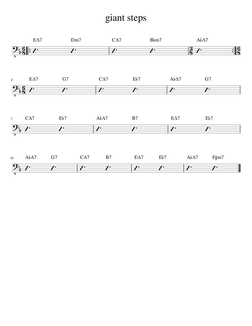 Giant Steps Sheet Music For Bass Guitar Solo Musescore Giant steps sheet music for bass guitar solo musescore