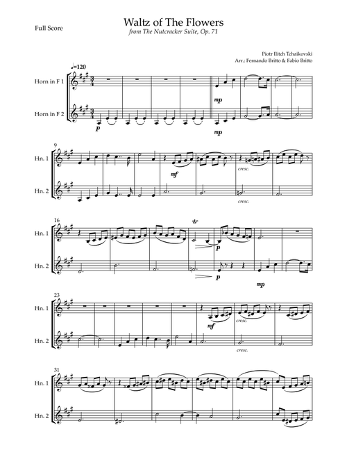 Waltz of The Flowers - from Nutcracker (P. I. Tchaikovsky) for Horn in F Duo (Arr. Fernando Britto, Fabio Britto) - Piotr Ilitch Tchaikovsky (Instrumental Duet)