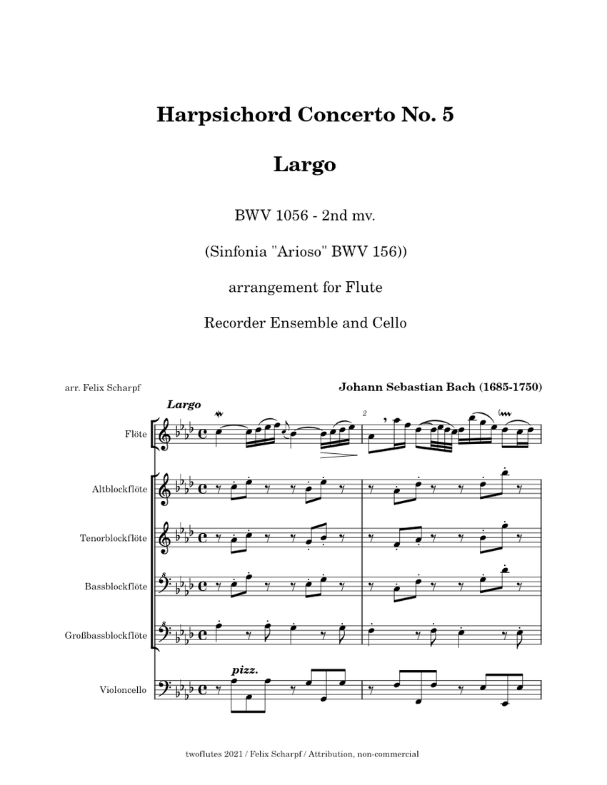 Largo Bwv 1056 Arioso Bwv 156 J S Bach Arr For Flute Largo Bwv 1056 Arioso Bwv 156 J S Bach Arr For Flute