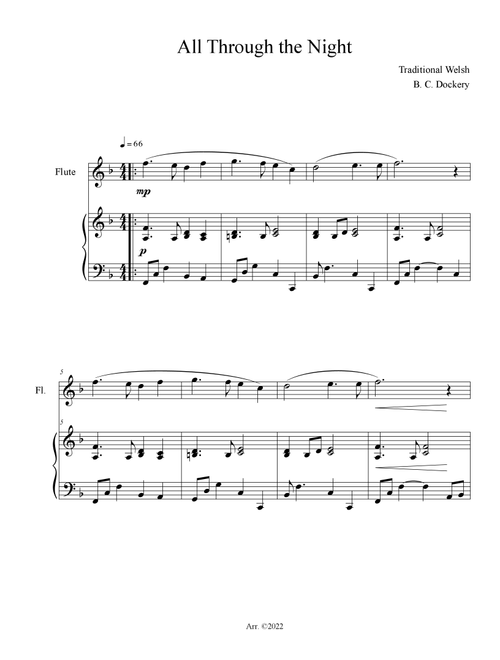 All Through the Night (Flute Solo with Piano Accompaniment) (Arr. B. C. Dockery) - Traditional (Flute and Piano)