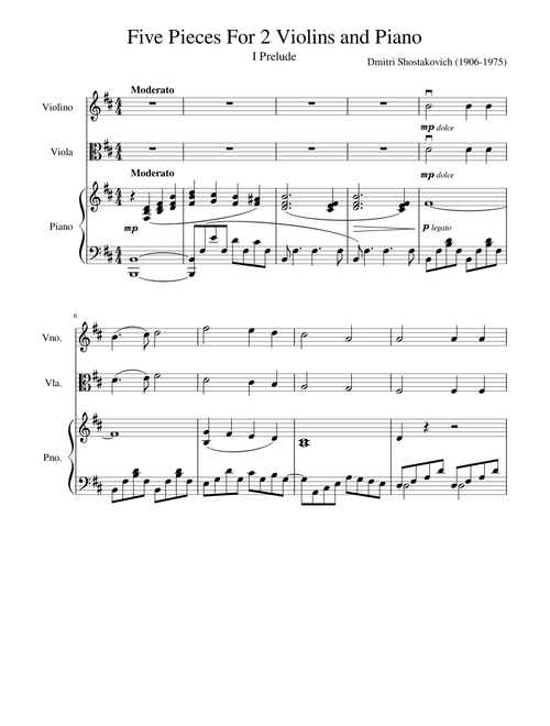 Five Pieces For 2 Violins and Piano - I Prelude