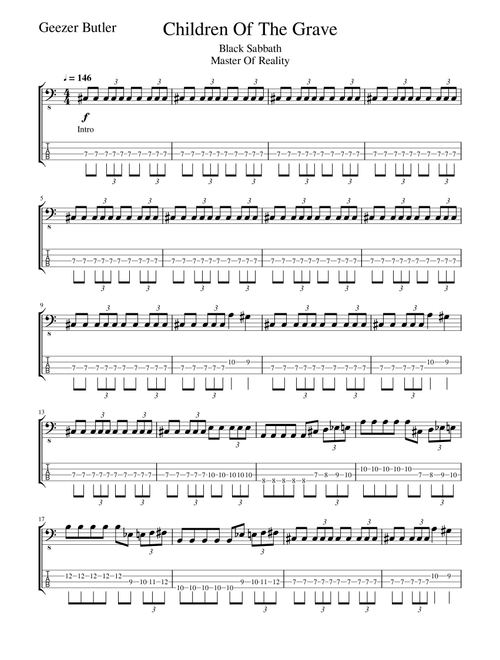Children Of The Grave (Arr. Tracy Dean McCallum) - Black Sabbath (Bass Tab)