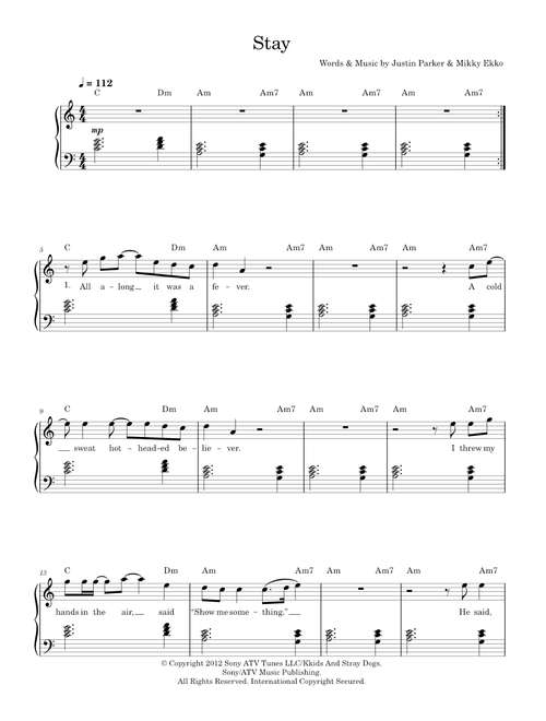 Stay - Rihanna (Easy Piano)