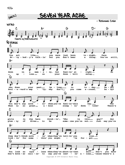 Seven Year Ache - Rosanne Cash (Real Book - Melody-Chords-Lyrics)