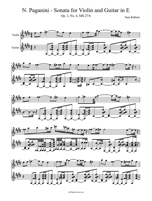 N. Paganini - Sonata for Violin and Guitar in E
