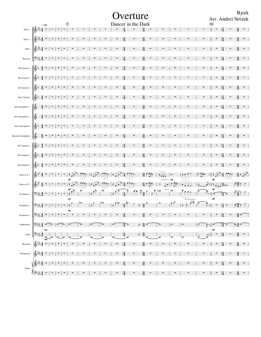 Dancer in the Dark Overture Sheet Music for Piano, Trombone