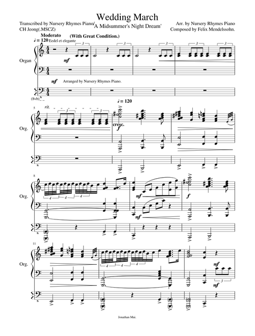 Wedding March(Pipe Organ ver.) - Nursery Rhymes Piano