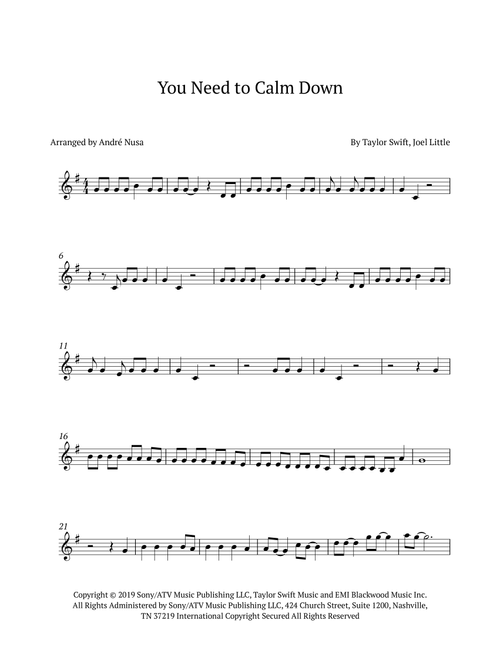 You Need To Calm Down (Arr. André Nusa) - Taylor Swift (Clarinet Solo)