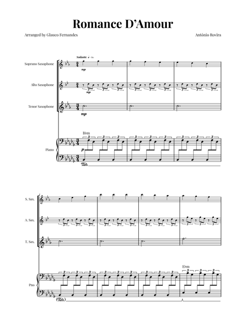 Spanish Romance (Romanza - Romance D'Amor) - Exclusive Sheet Music Arrangement (Arr. Glauco Fernandes) - Traditional (Woodwind Ensemble)