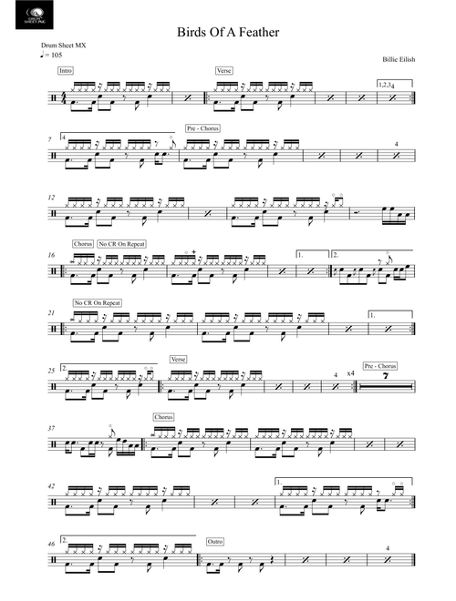 Birds Of A Feather (Arr. Drum Sheet MX) - Billie Eilish (Drums)
