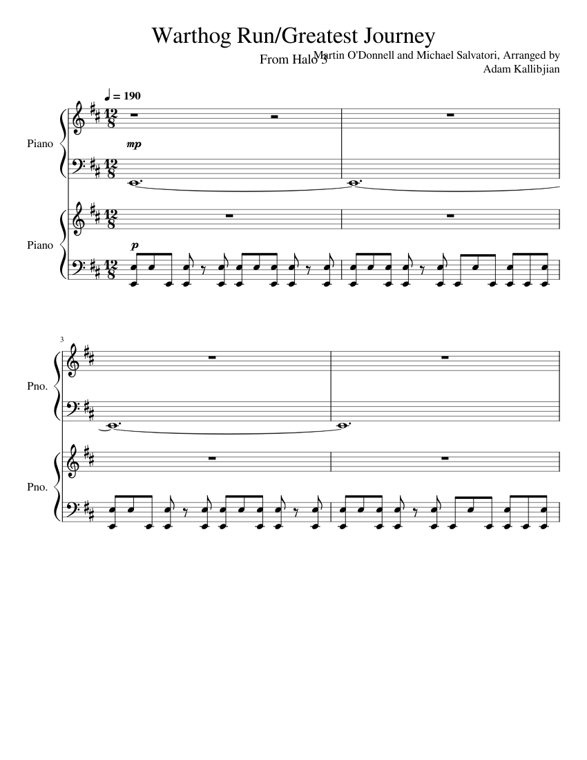 Greatest Journey - Warthog Run Sheet music for Piano (Piano Duo
