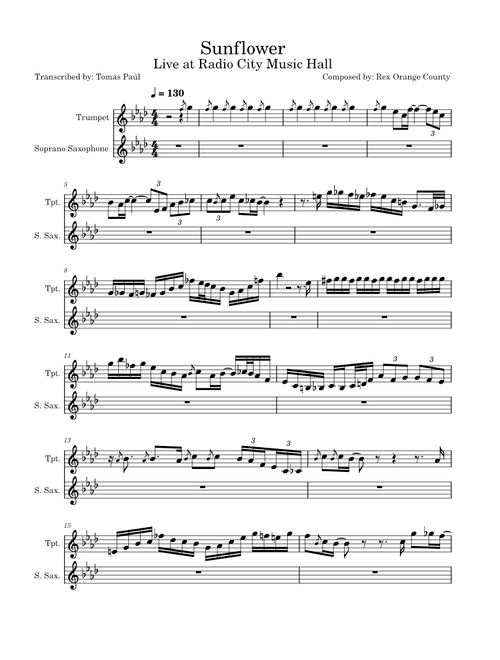 Sunflower (Live at Radio City Music Hall) Trumpet + Sax Solo - Rex Orange County