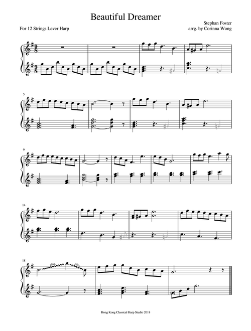 Beautiful Dreamer, Stephen Foster - Harp Solo (Arr. Corinna Wong) (Harp)