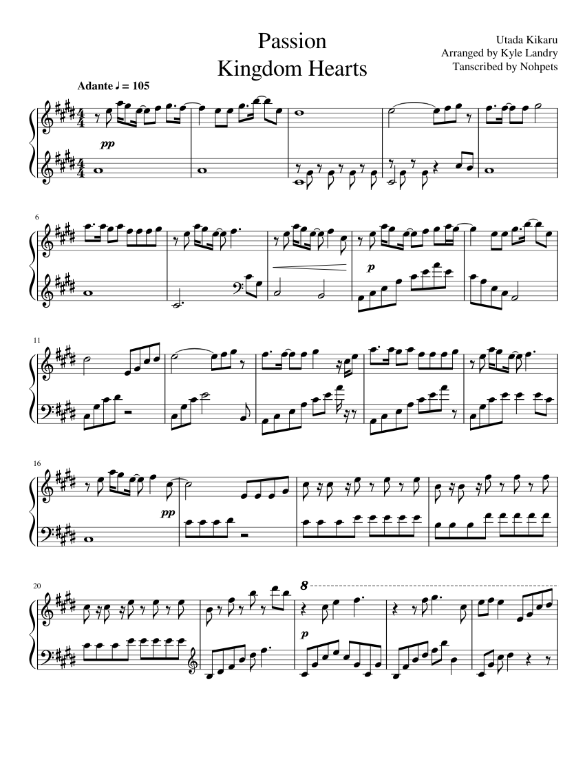Magnético Ejecutable ganso Kingdom Hearts-Passion 2 Sheet music for Piano (Solo) | Musescore.com
