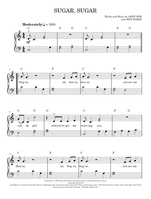 Sugar sugar - The Archies (Easy Piano)