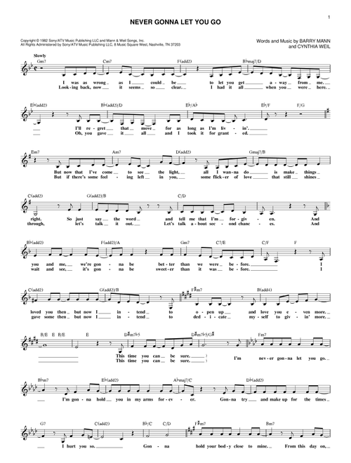 Never Gonna Let You Go - Sergio Mendes (Lead Sheet - Fake Book)