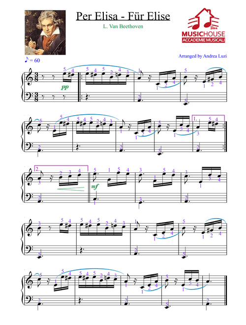 Per Elisa - Für Elise - Beethoven - EASY PIANO (Arr. Andrea Luzi) - L. Van Beethoven (Easy Piano)