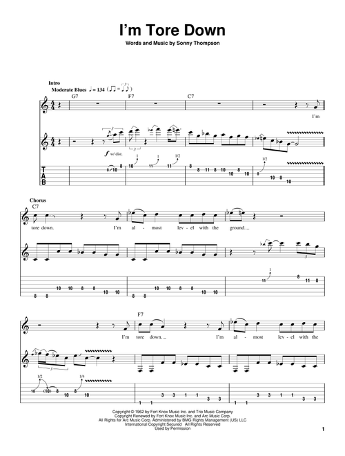 I'm Tore Down - Eric Clapton, Freddie King (Guitar Tab Play-Along)