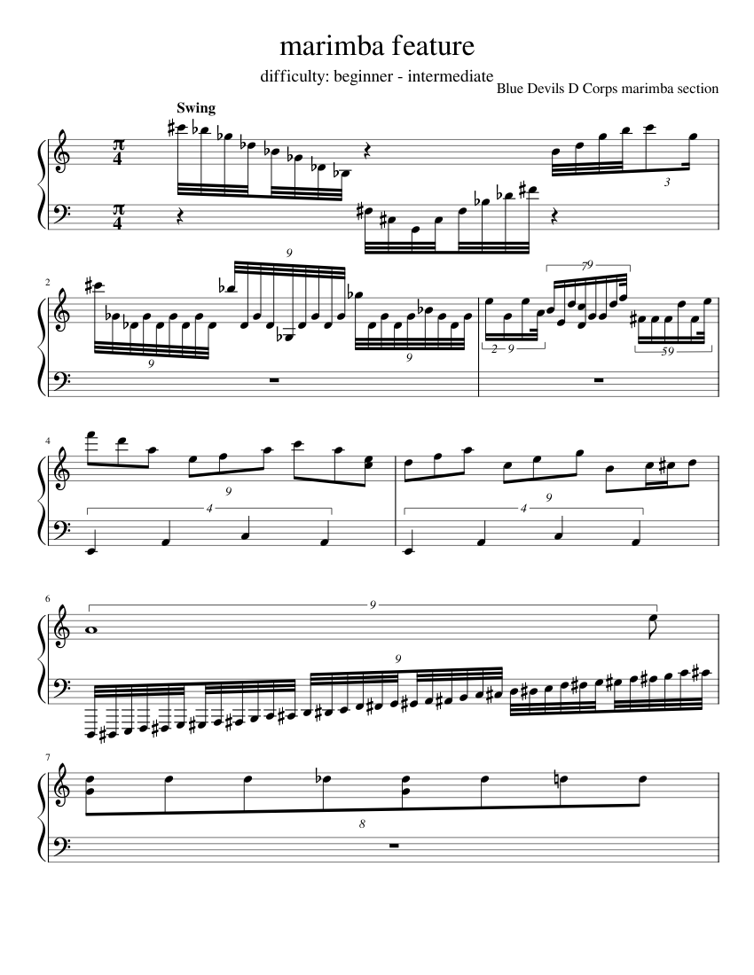 Blue Devils D Marimba Feature (2019) Sheet music for Marimba (Solo