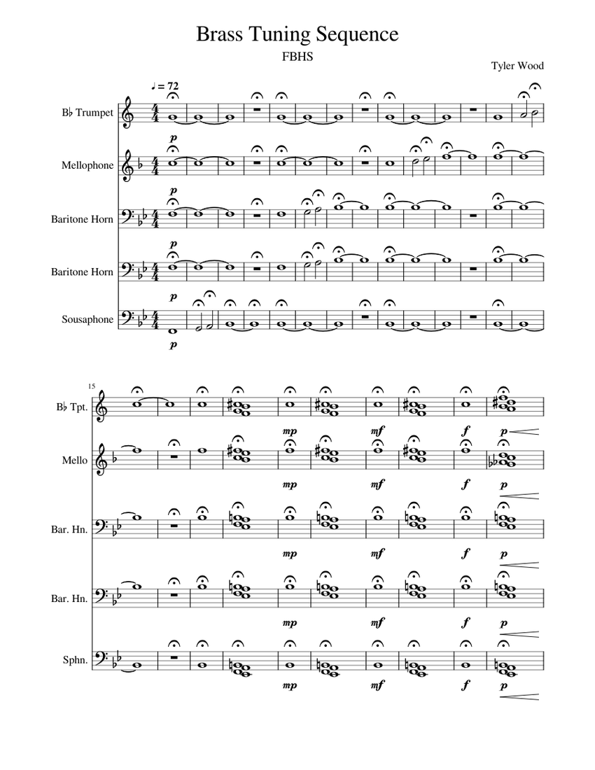 Brass Tuning Sequence Sheet music for Mellophone, Trumpet in bflat