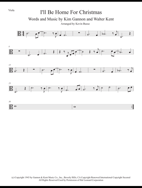 I'll Be Home For Christmas (Arr. Kevin Busse) - Rascal Flatts (Viola Solo)