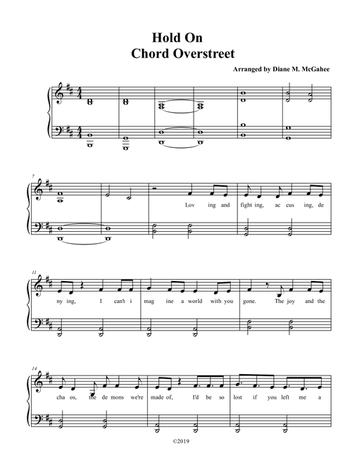 Hold On (Arr. Diane M. McGahee) - Chord Overstreet (Piano Vocal)