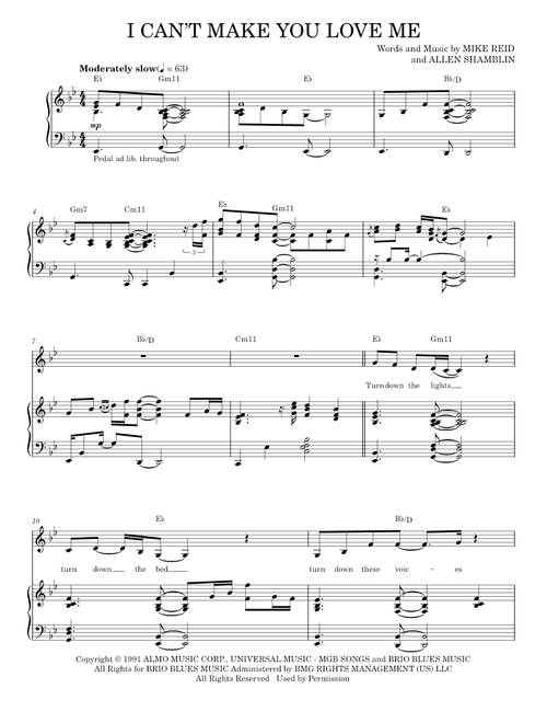 I Can't Make You Love Me - Bon Iver, Bonnie Raitt, George Michael (Piano Vocal)