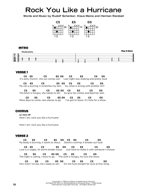 Rock You Like A Hurricane - Scorpions (Really Easy Guitar)