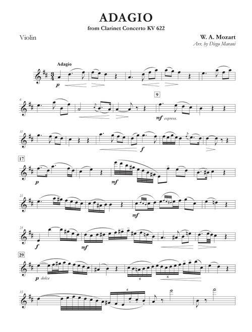 Adagio from Clarinet Concerto for Violin and Piano (Arr. Diego Marani) - Sabine Meyer, Benny Goodman (Violin and Piano)
