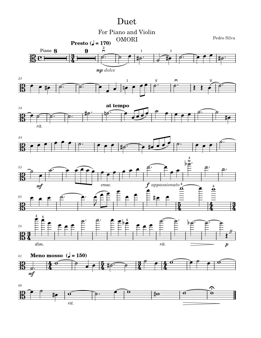Omori Duet Pedro Silva viola final duet Sheet music for Strings group