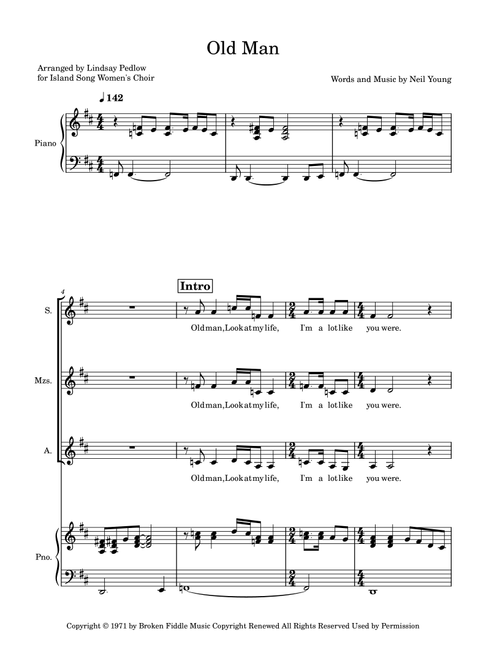 Old Man (Arr. Lindsay Pedlow) - Neil Young (Choral, SSA)