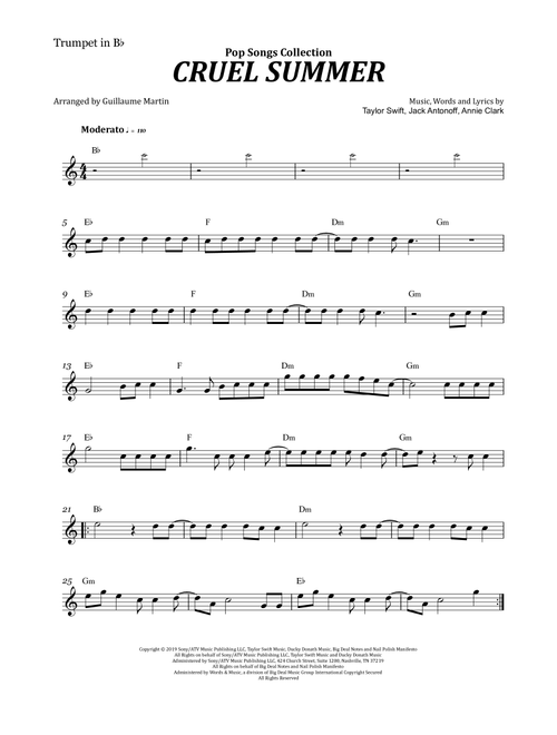 Cruel Summer (Arr. Guillaume Martin) - Taylor Swift (Trumpet Solo)