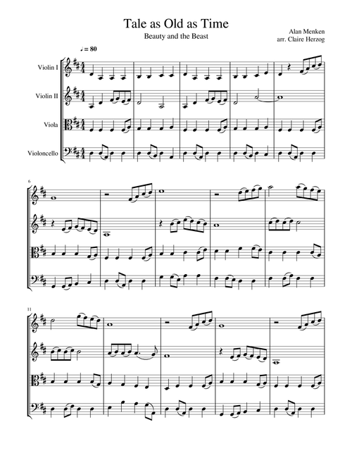 Theme From "beauty And The Beast" (Arr. Claire Herzog) - Lee Elwood Holdridge (String Quartet)