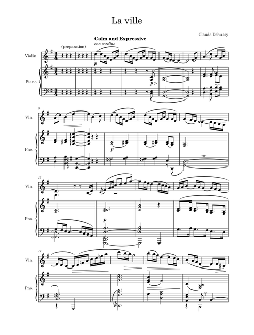La fille aux cheveux de lin for Violin and Piano – Claude Debussy