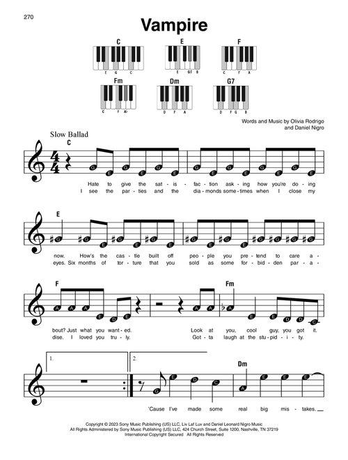vampire - Olivia Rodrigo (Super Easy Piano)
