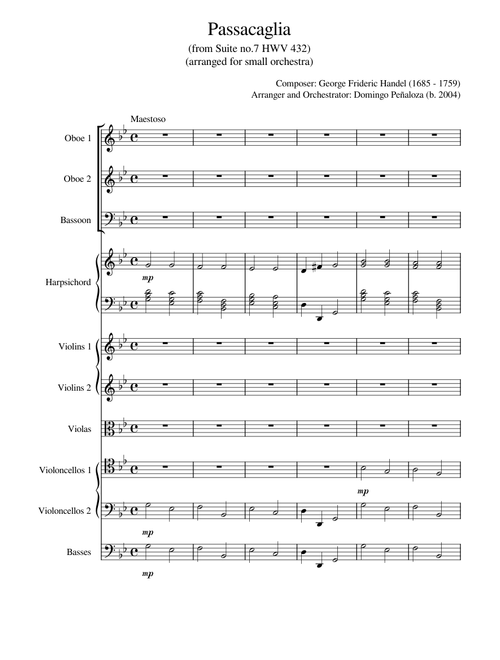 Passacaglia from Suite no.7 HWV 432 (arranged for small orchestra)